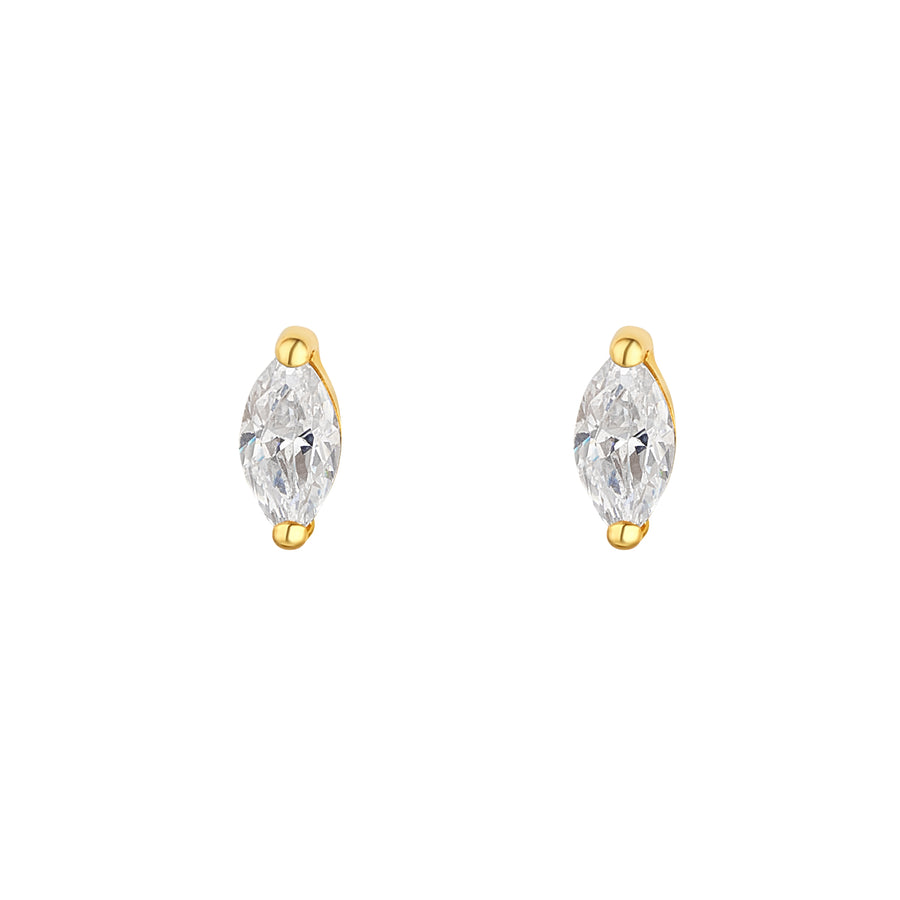 9ct Gold Marquise Cz Earrings