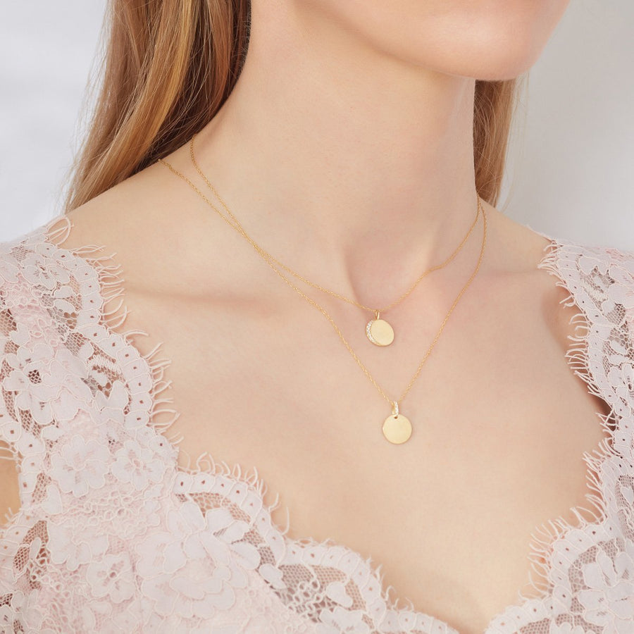 9ct Yellow Gold Cz Disc Pendant