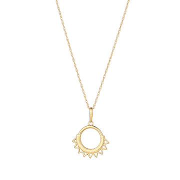 9ct Gold Spike Edge Circle Necklace