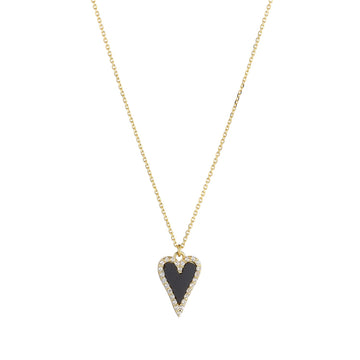 9ct Gold Onyx Heart Necklet