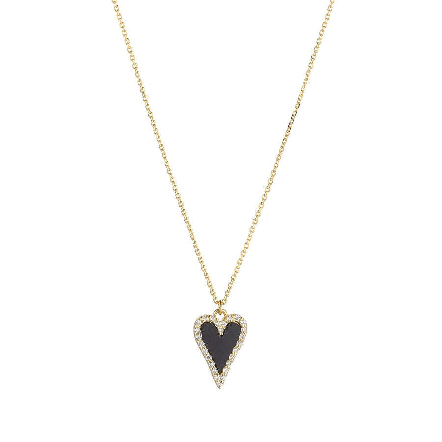 9ct Gold Onyx Heart Necklet