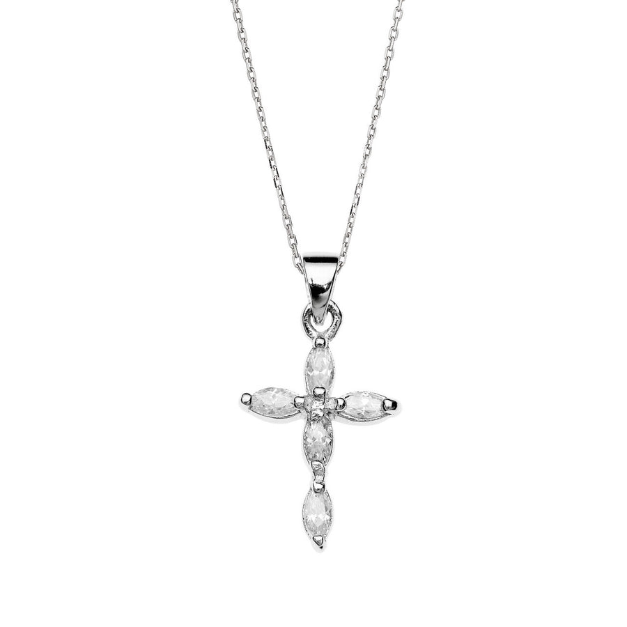 Sterling Silver Cz Cross Necklace