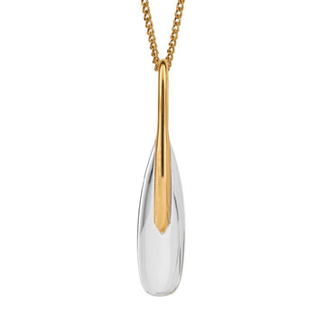 Silver Gold Plated Elongated Pebble Drop Pendant
