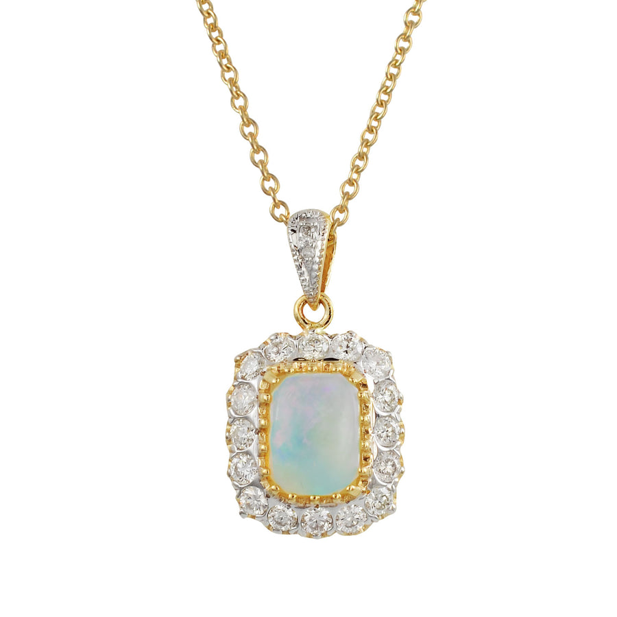 Opal & Diamond Cluster Necklace