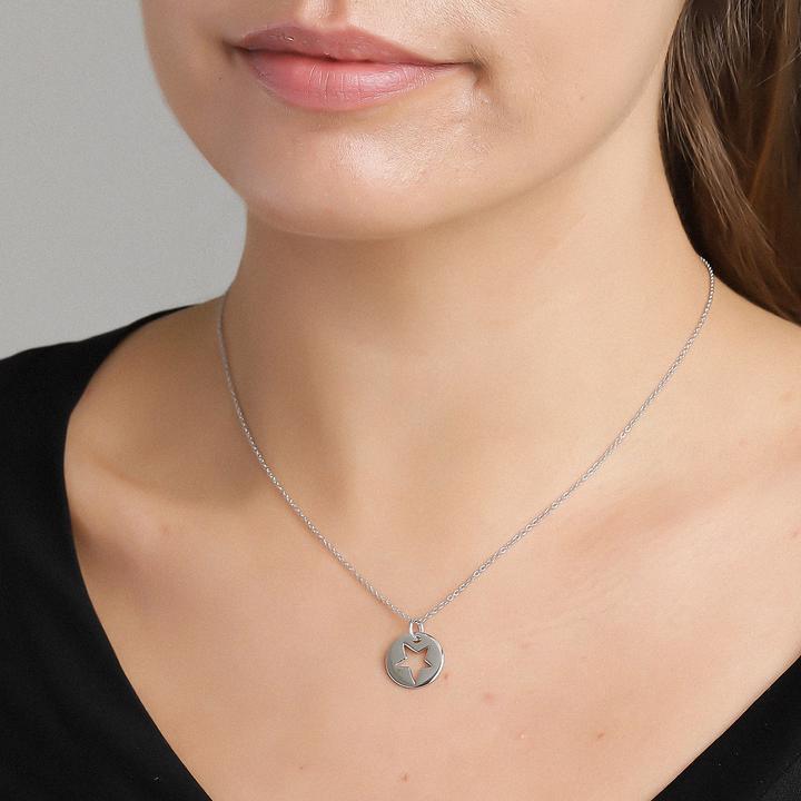 Amazing Jewelry - Silver Star Disc Pendant