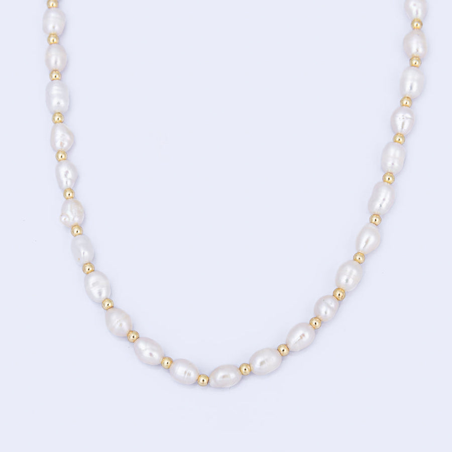 Knight & Day - Freshwater Pearl & Gold Bead Necklace
