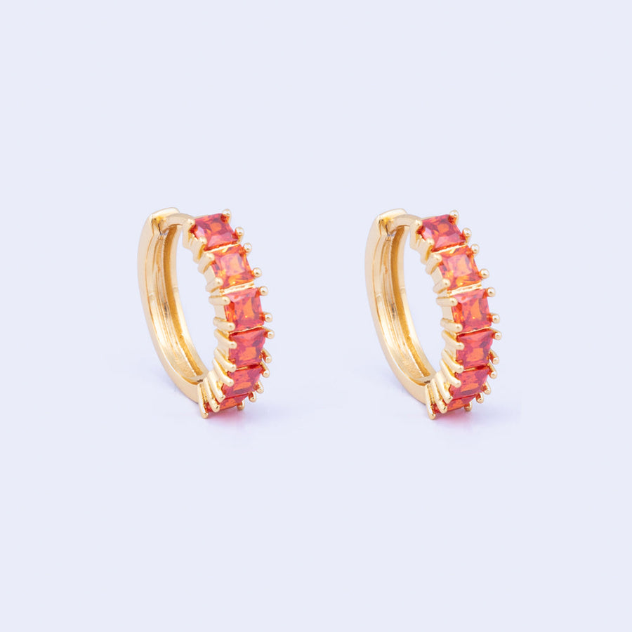 Knight & Day - Classic Red CZ Hoops