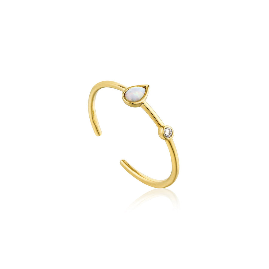 Ania Haie - Opal Colour Raindrop Adjustable Gold Ring