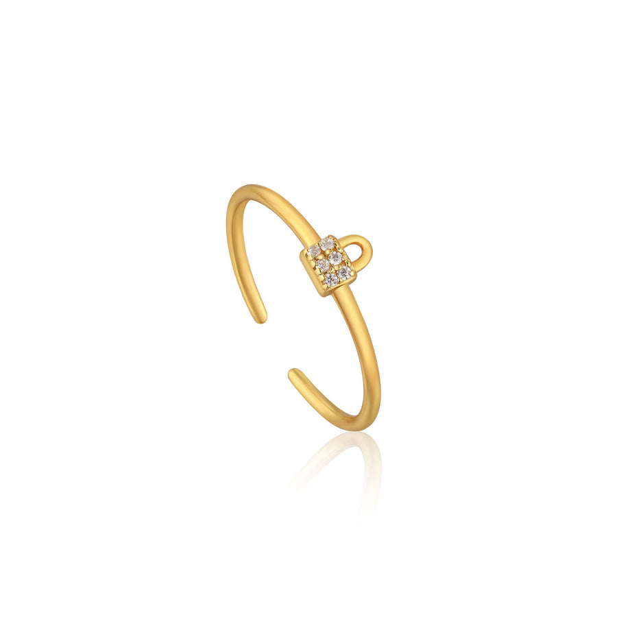 Ania Haie - Gold Padlock Sparkle Adjustable Ring
