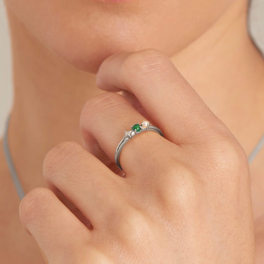 Ania Haie - Silver Malachite Star Adjustable Ring