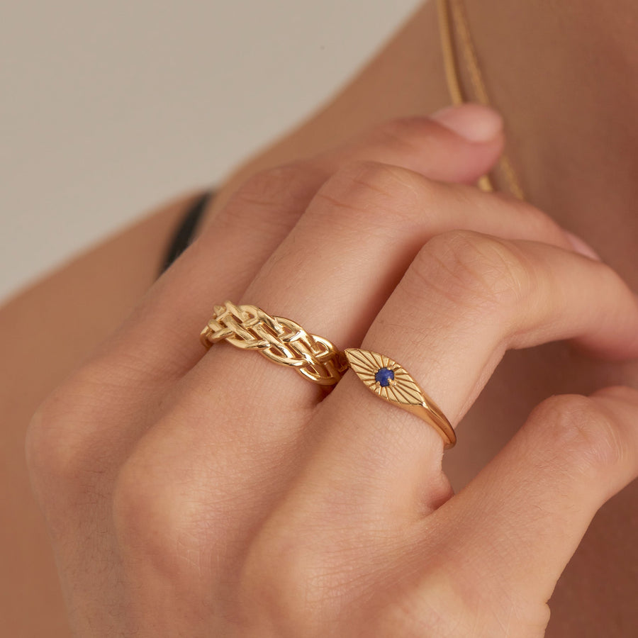 Ania Haie - Gold Lapis Evil Eye Adjustable Ring