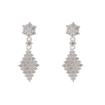 Knight & Day - Silver Diamond Drop Earrings