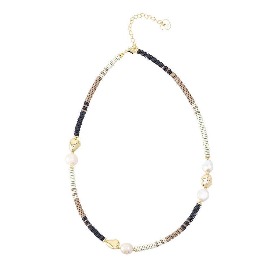 Knight & Day - Giana Freshwater Pearl & Gold Bead Necklace
