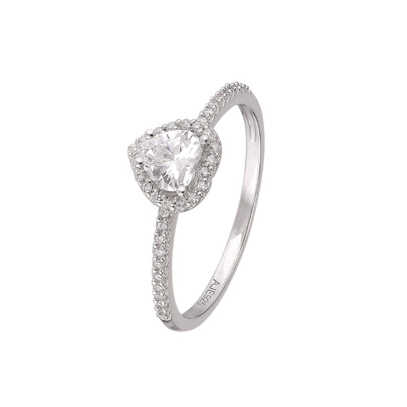 Amazing Jewelry - Silver Heart Cz Cluster Ring