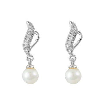 Silver Pearl Drop Earrings