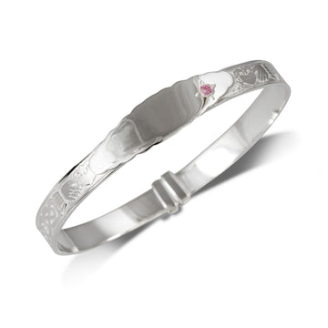 Silver Pink CZ Baby Bangle