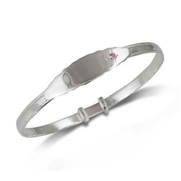 Silver Pink CZ Baby Bangle