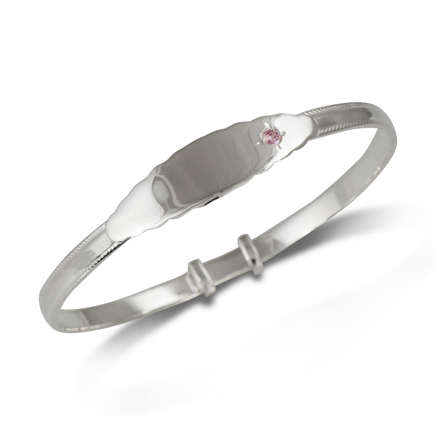 Silver Pink CZ Baby Bangle