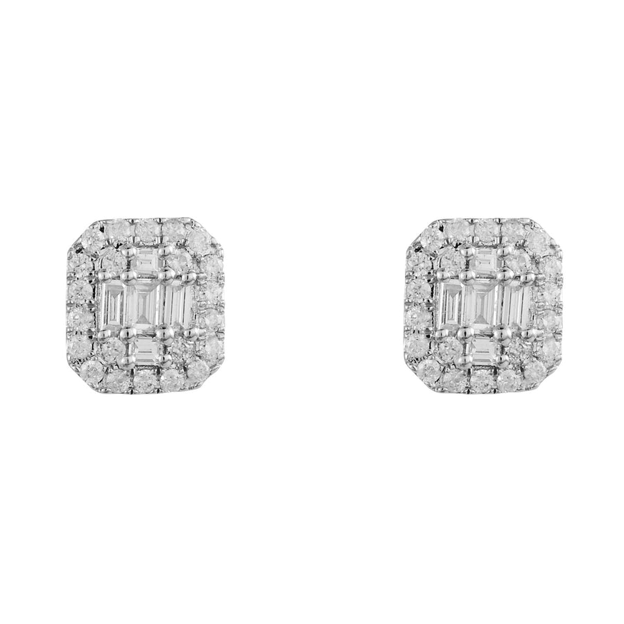 Diamond Square Cluster Earrings