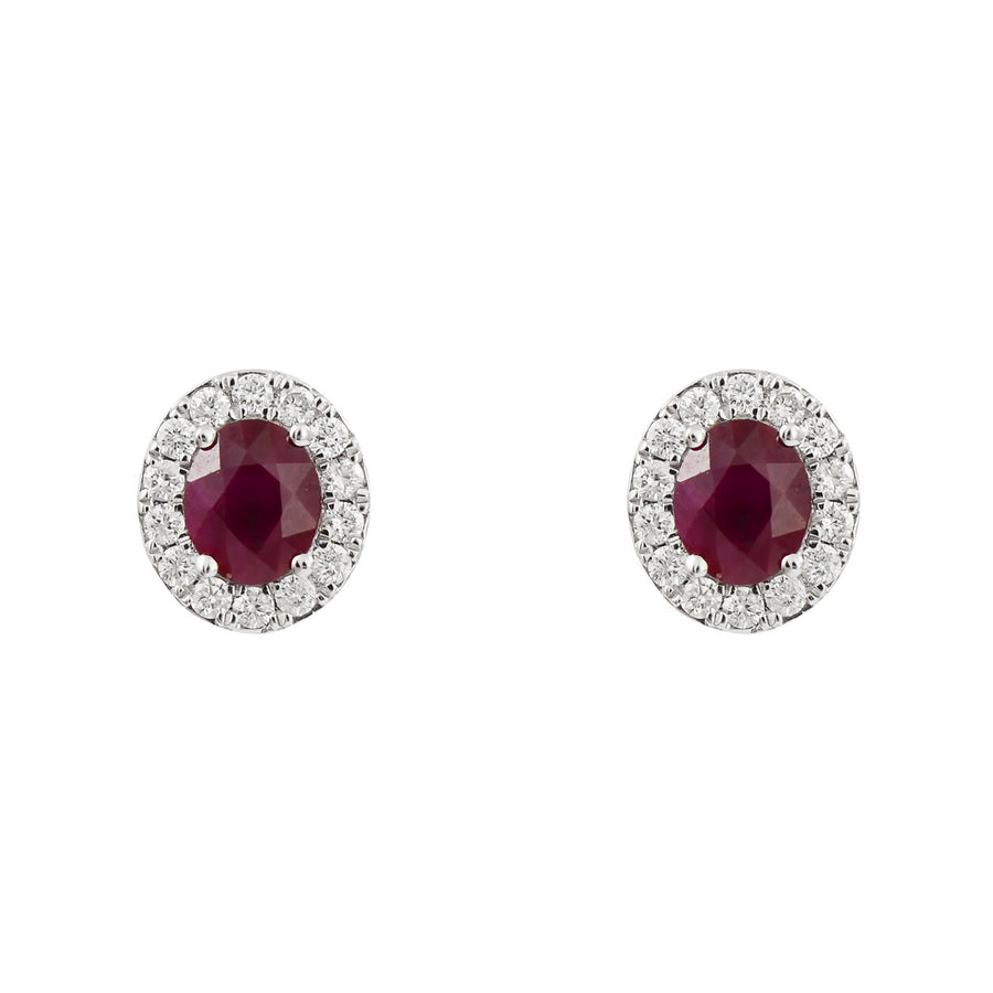 Ruby & Diamond Cluster Earrings
