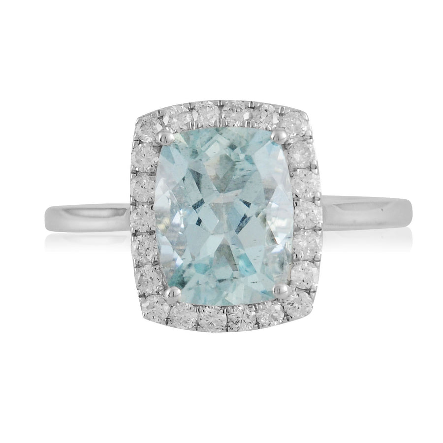 Aquamarine & Diamond Ring