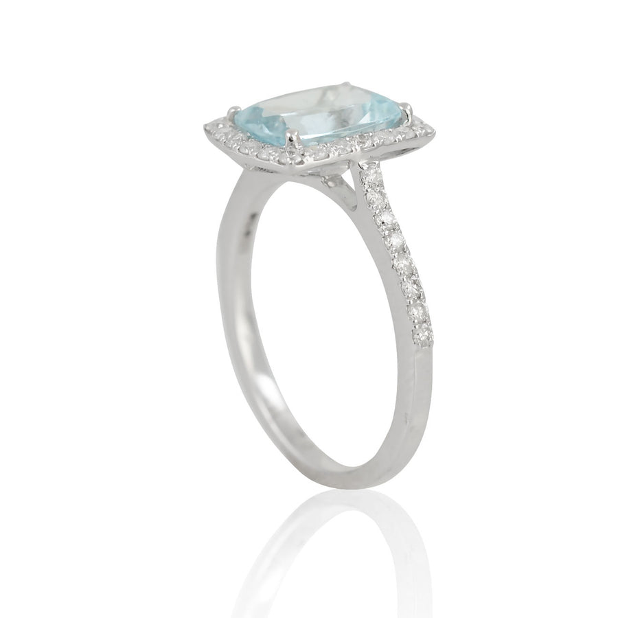 Aquamarine & Diamond Ring