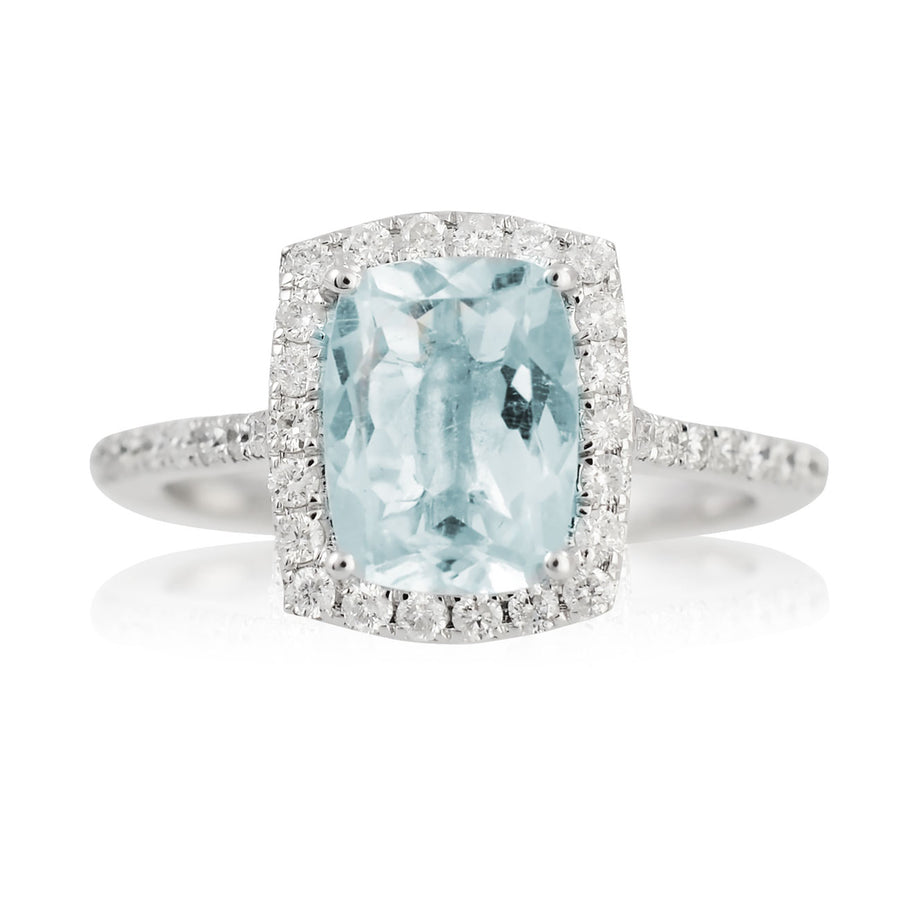 Aquamarine & Diamond Ring