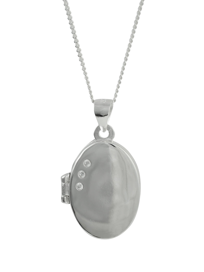 Silver stone set locket
