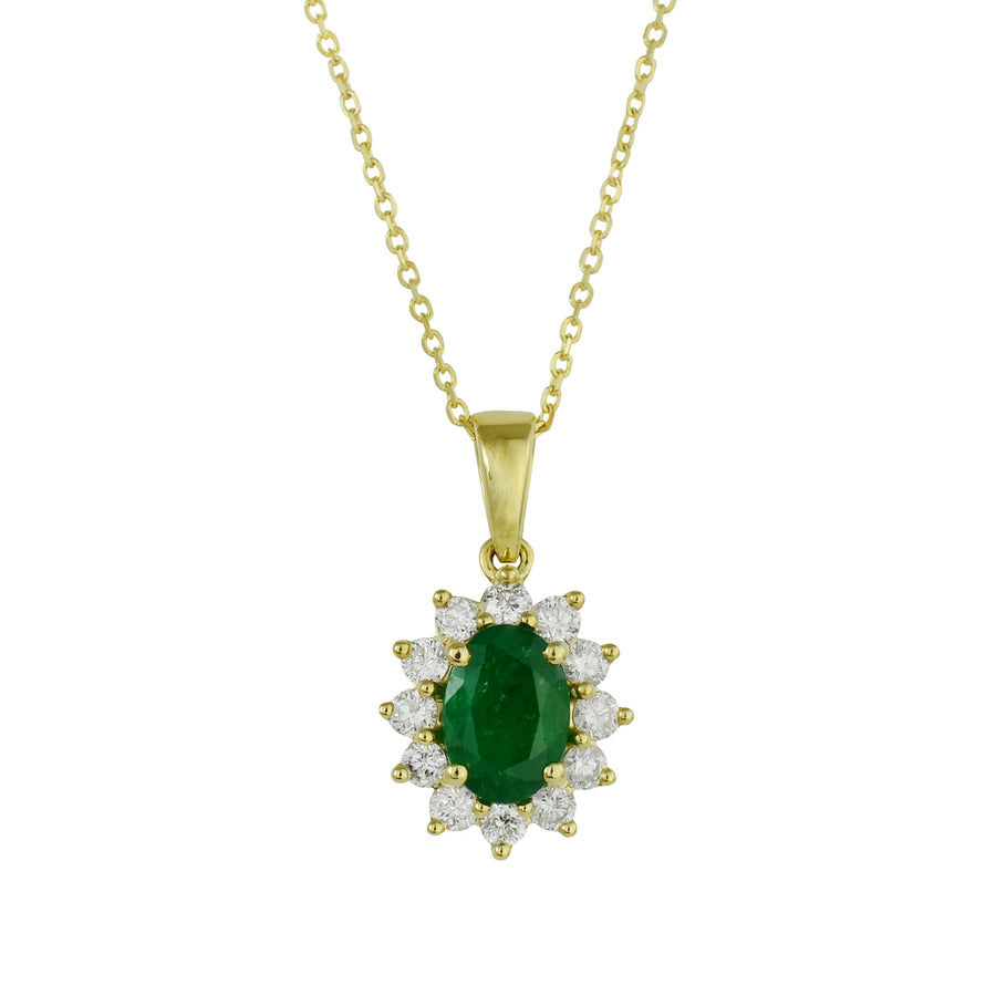 Emerald & Diamond Cluster Necklace