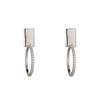 Silver Circle Cz Earrings