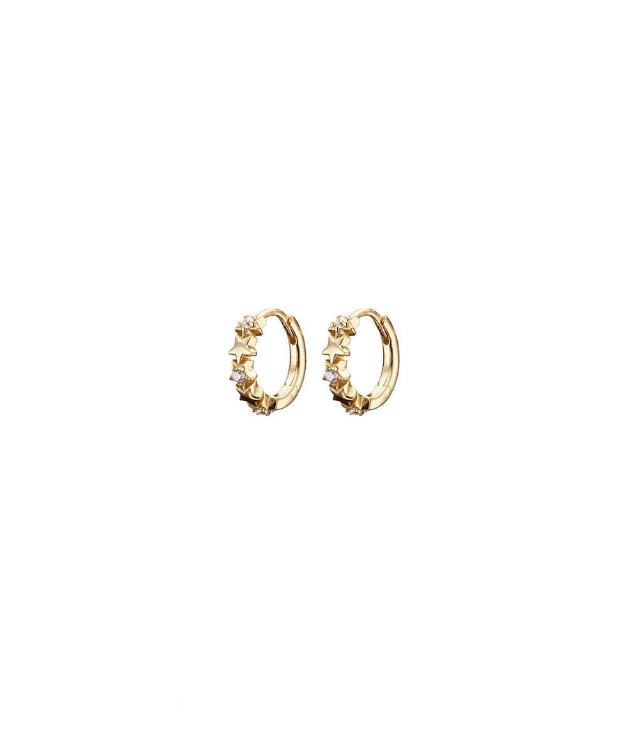 Mary-K - Gold 5 Star CZ Huggie Earrings