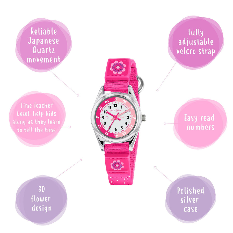 Tikkers Pink Flower Watch