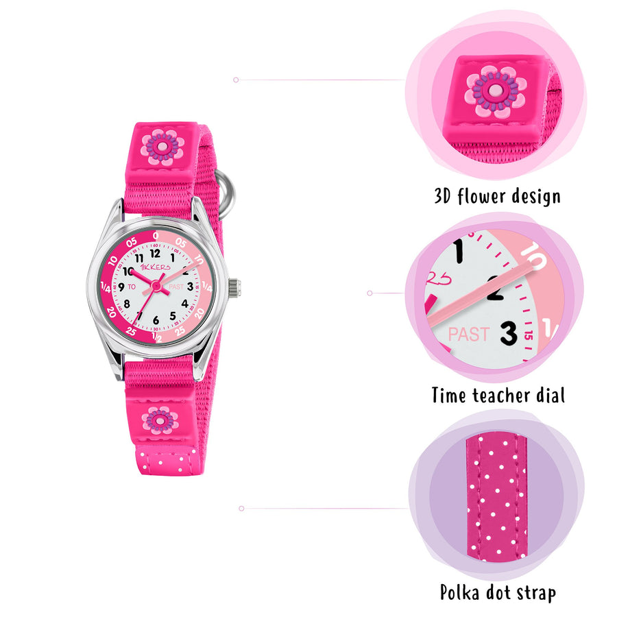 Tikkers Pink Flower Watch