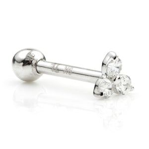 9ct White Gold Cz Cartilage Earring
