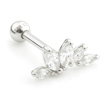 9ct White Gold Marquise Gem Crescent Cartilage Earring