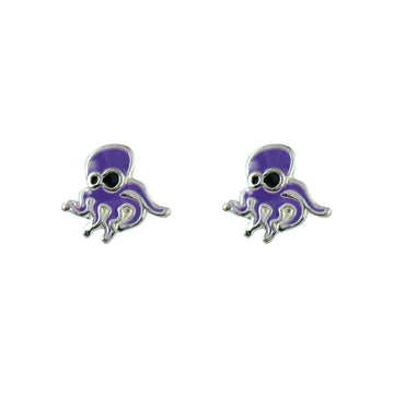 Sterling Silver Purple Octopus Earrings