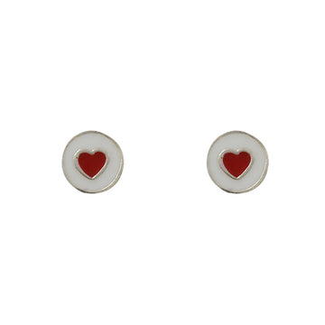 Sterling Silver Heart Disc Earrings
