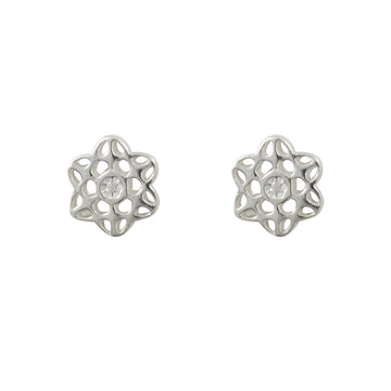 Silver Open Flower Earrings