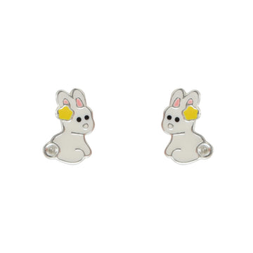 Sterling Silver White Rabbit Earrings