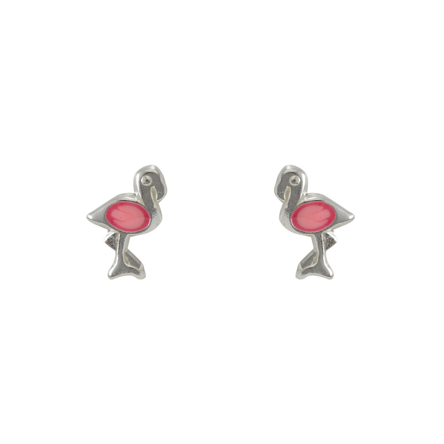 Sterling Silver Pink Flamingo Earrings