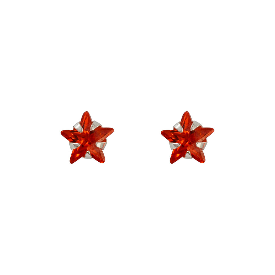 Sterling Silver Orange Star Earrings