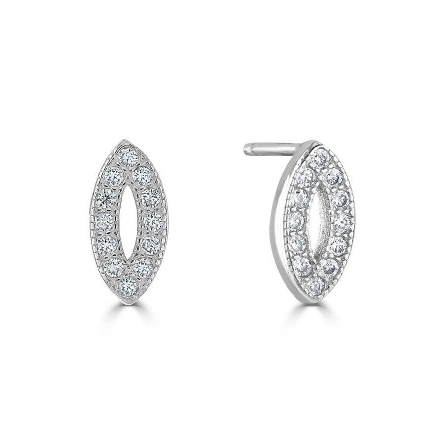 Silver Marquise CZ Stud Earrings