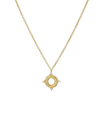 Mary-K - Gold Woven Circle & Zircon Necklace