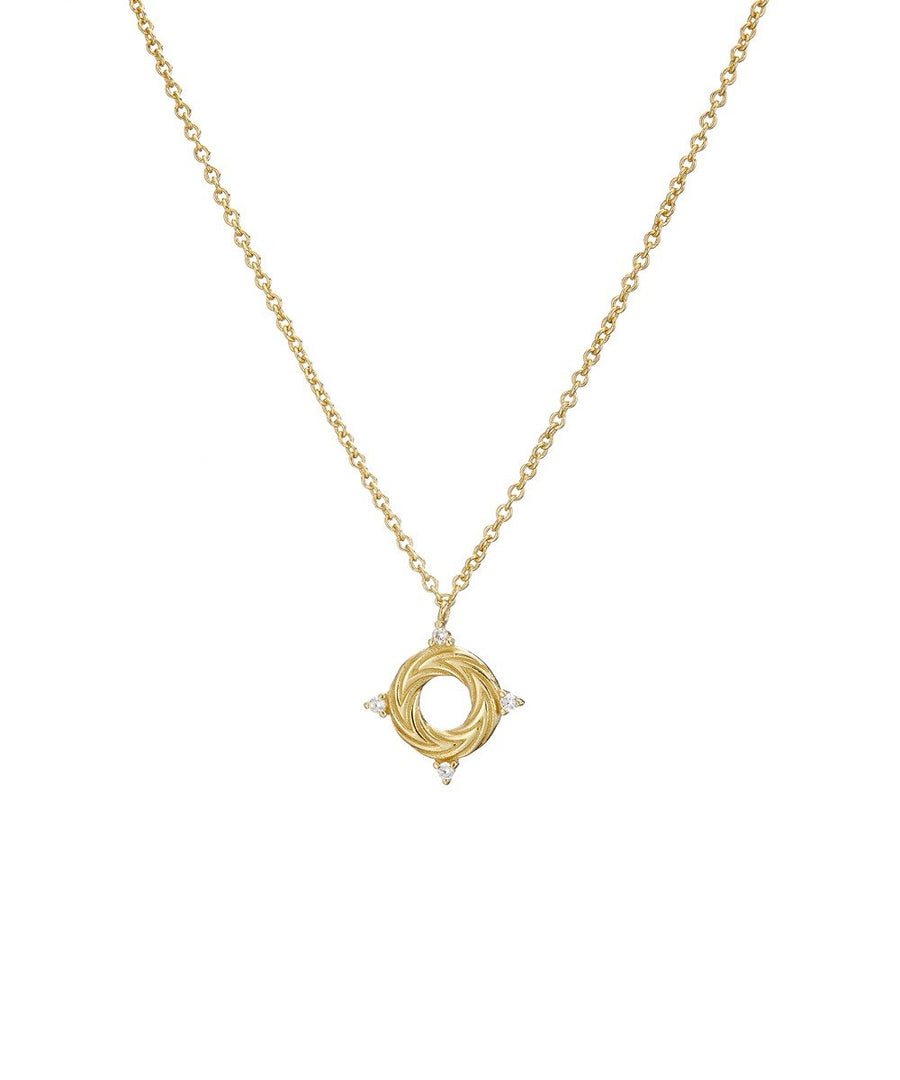 Mary-K - Gold Woven Circle & Zircon Necklace