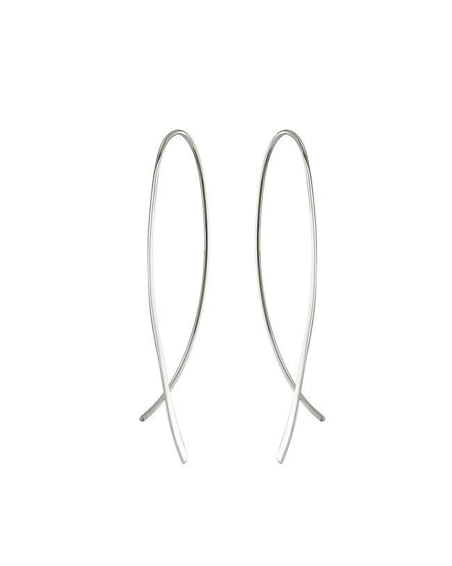 Mary-K - Silver Crossover Earrings