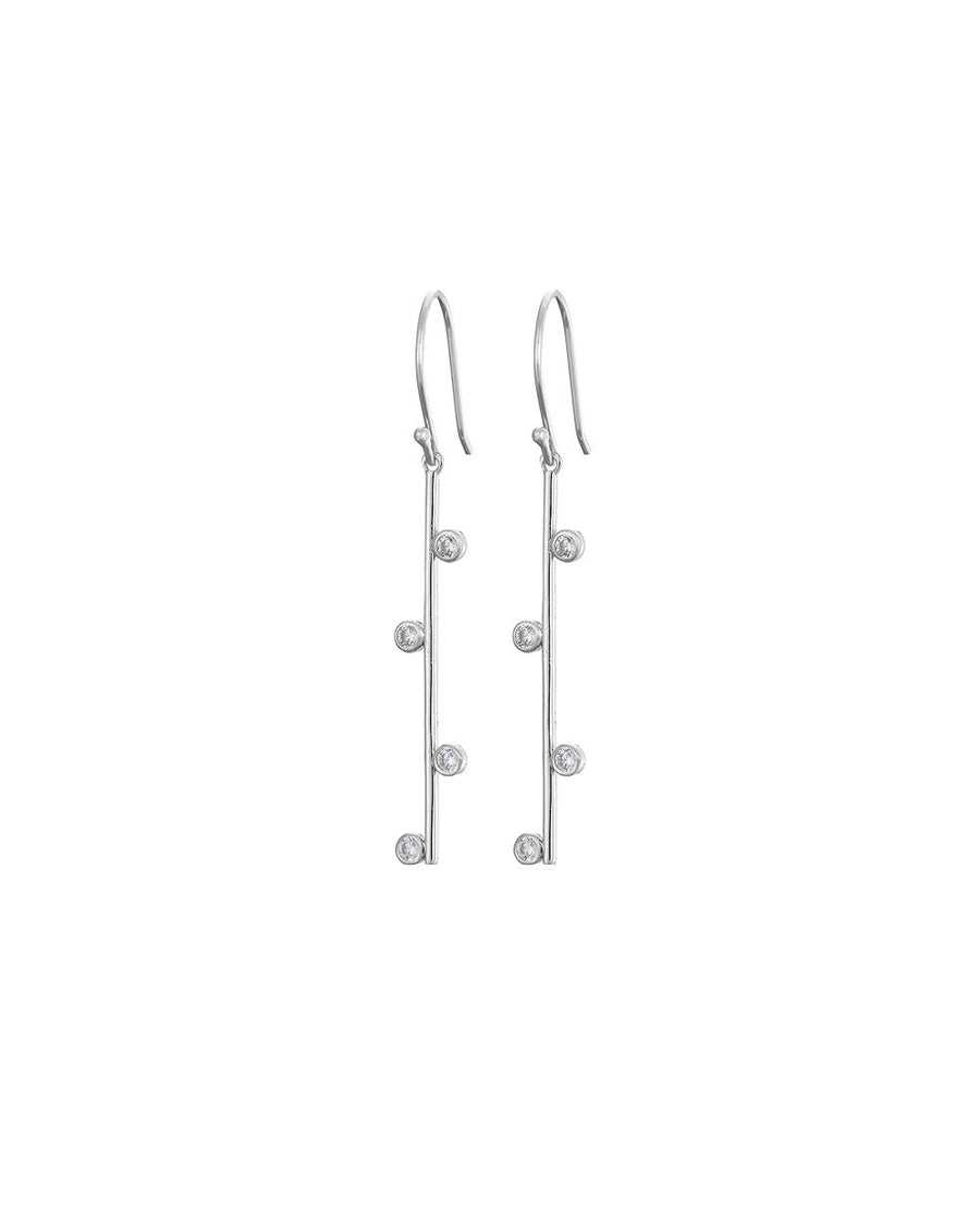 Mary-K - Silver Bar Drop + 4 CZ Earrings