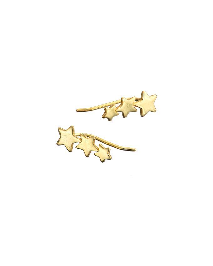 Mary-K - Gold 3 Star Climber Earrings