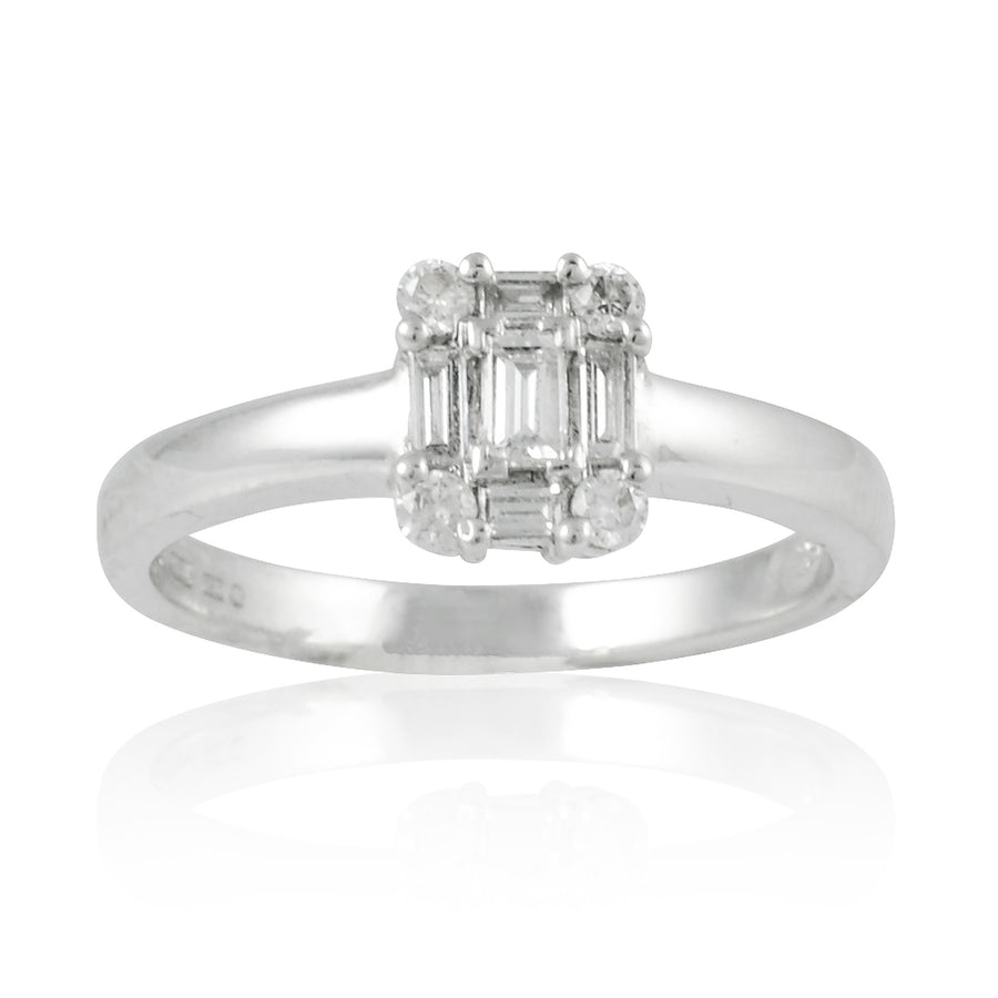 Diamond Rectangular Cluster Ring