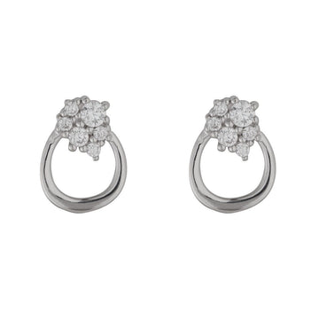 Sterling Silver Circle Cz Earrings
