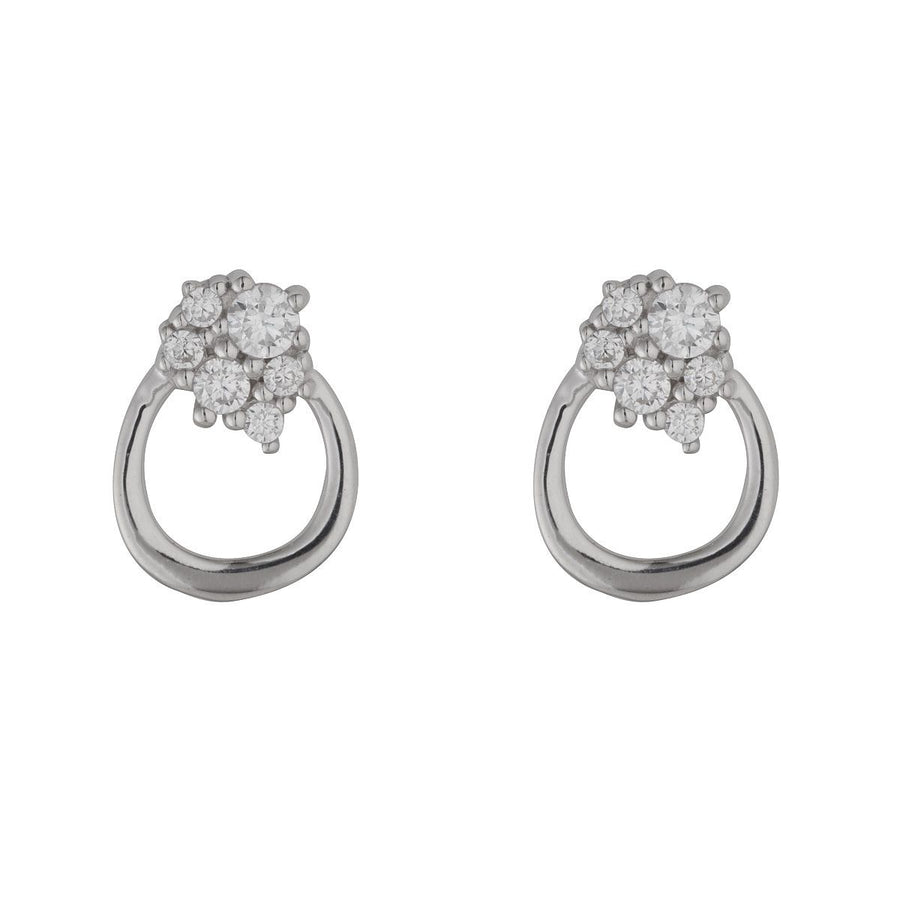 Sterling Silver Circle Cz Earrings